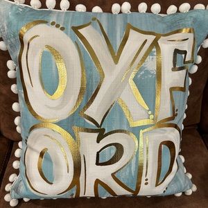 Oxford Decorative Pillow Teal/Gold/White